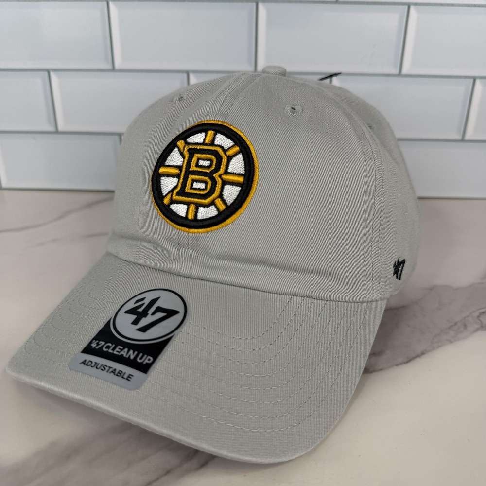 Boston Bruins Hat Cap Strap Back Mens One Size Gray NHL Hockey Dad Hat Clean Up